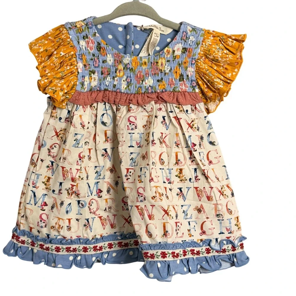 Matilda Jane Alphabet Floral Smocked Ruffle Girls Size 2 - Picture 1 of 4